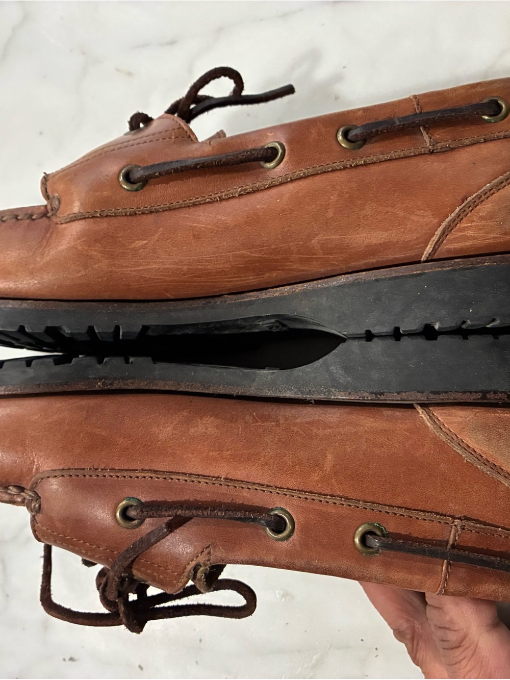 Florsheim Brown Leather Lace-Up Boat Shoes Size 9 - Picture 4 of 8